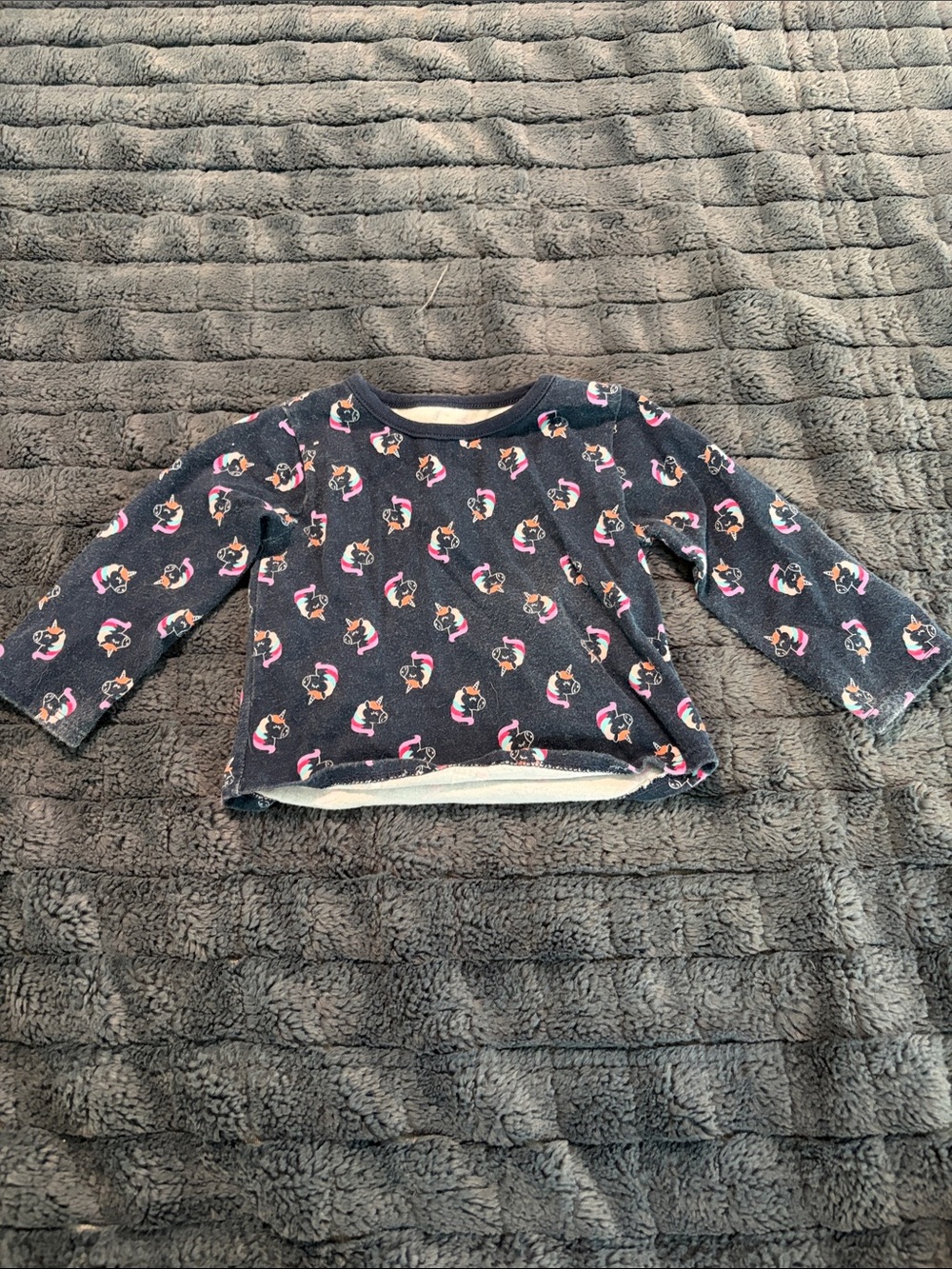 Kids navy shirt with unicorn design